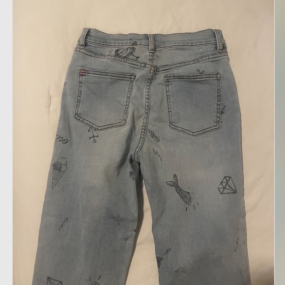 BDG High Rise Girlfriend Doodle Planet Space Diamond Hipster Boho Hippie Jeans - Picture 5 of 8